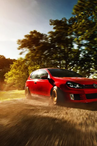 дым, скорость, volkswagen, golf, пыль, vw
