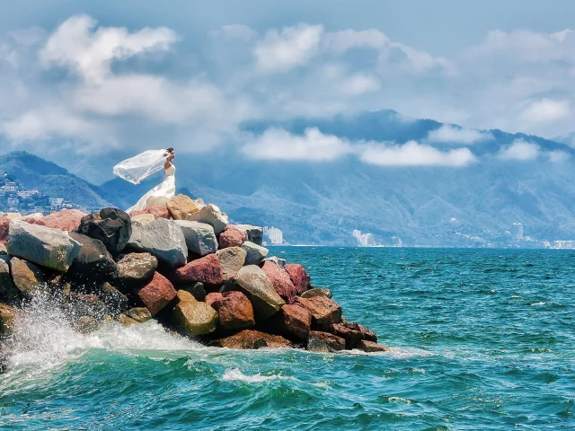 море, невеста, девушка