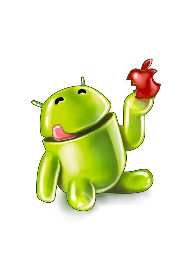 android, яблоко, кушает, apple