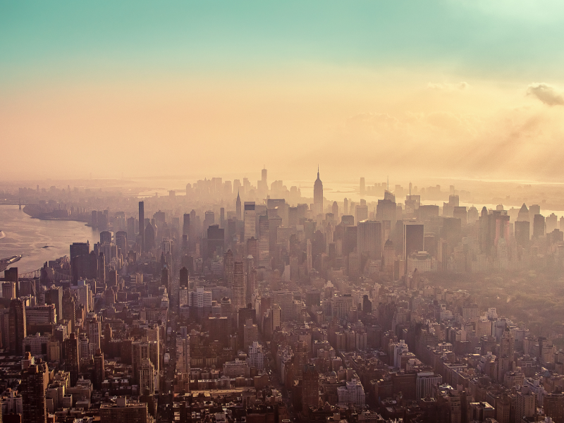 new york, дымка, небоскребы, нью-йорк