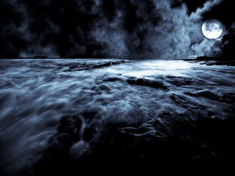 moon, themoonrise, water