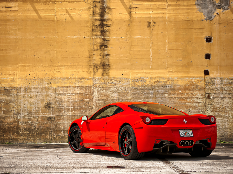 red, феррари, yellow, ferrari, 458italia, италия, wall