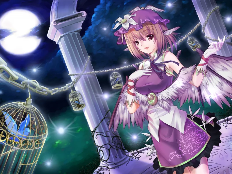 арт, touhou, девочка, mystia lorelei, silversirius