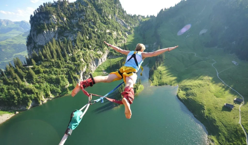 jumping, hd, sky, widescreen, bungee