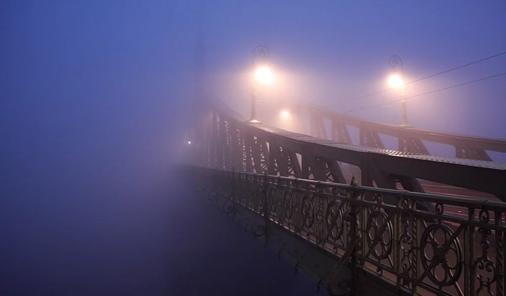 грусть, мечта, мост, туман, раздумья