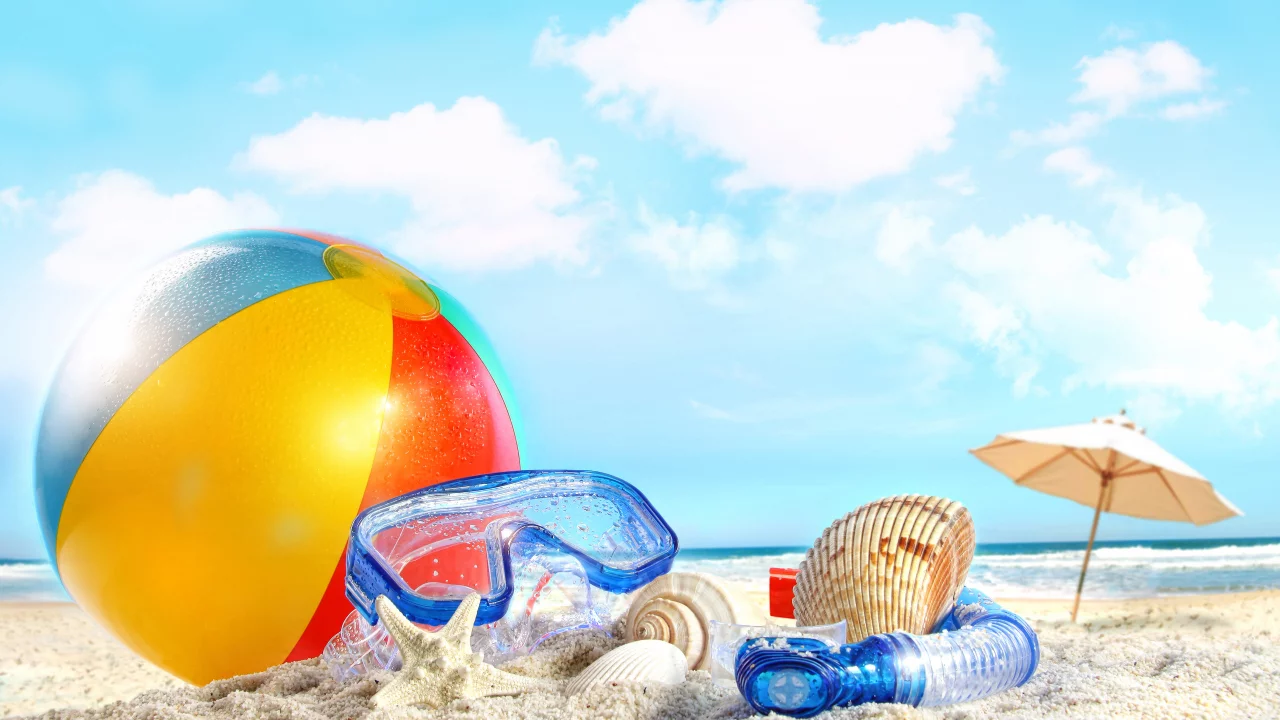 sand, sea, ball, clouds, beach, sky, nature, небо, shells