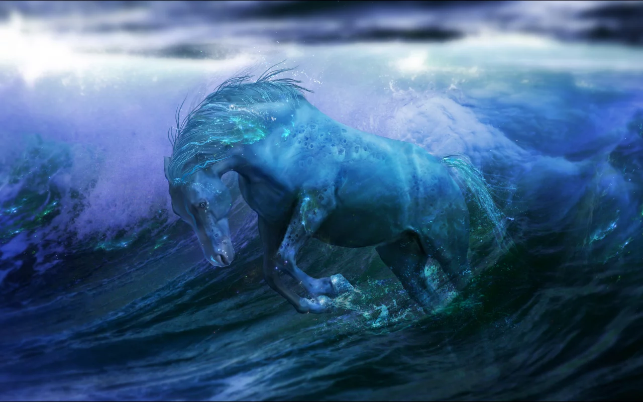 вода, ocean, fantasy, water, океан, лошадь, horse