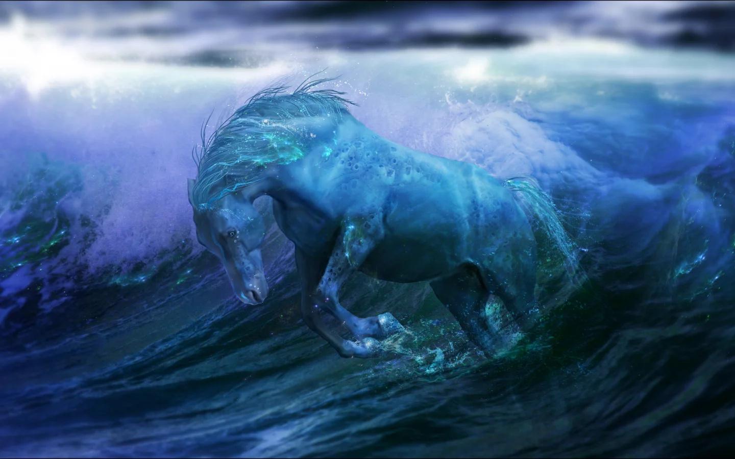 вода, ocean, fantasy, water, океан, лошадь, horse