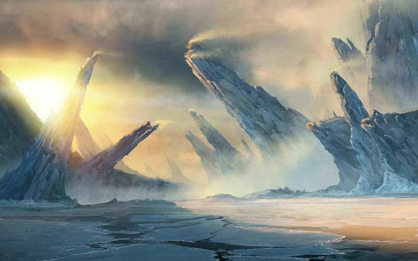 глыбы, лед, пейзаж, concept art, lost planet 3 