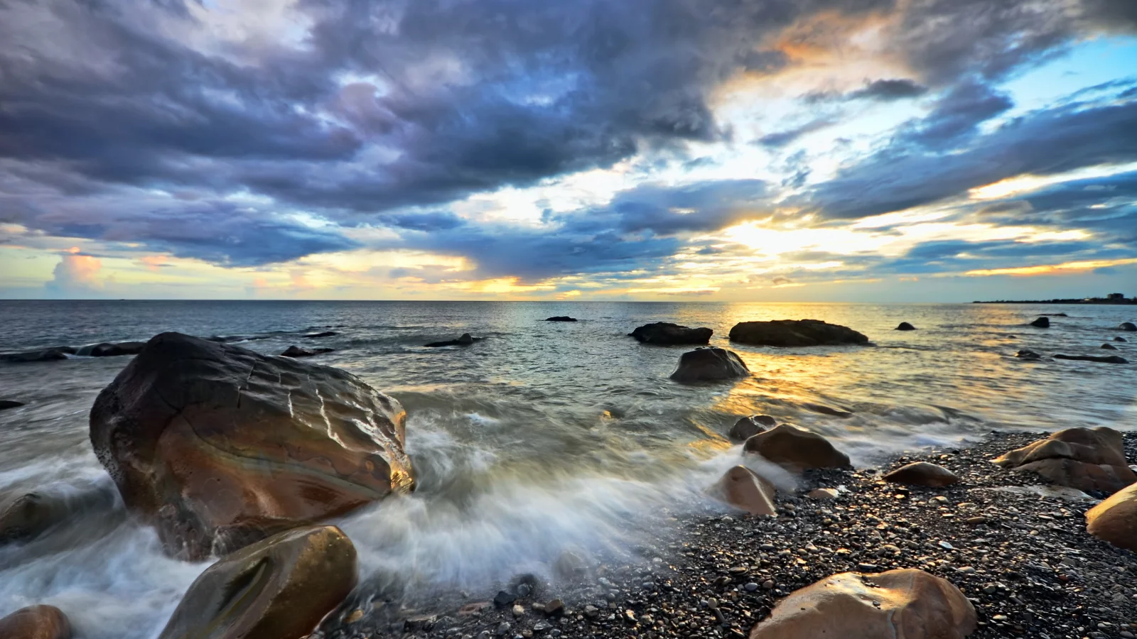 пейзаж, море, камни, небо