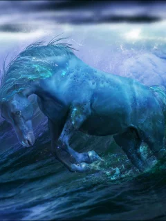 вода, ocean, fantasy, water, океан, лошадь, horse