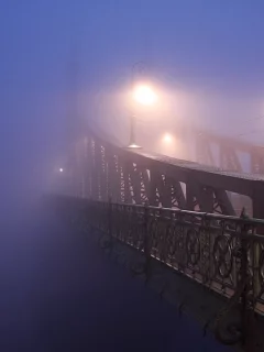 грусть, мечта, мост, туман, раздумья