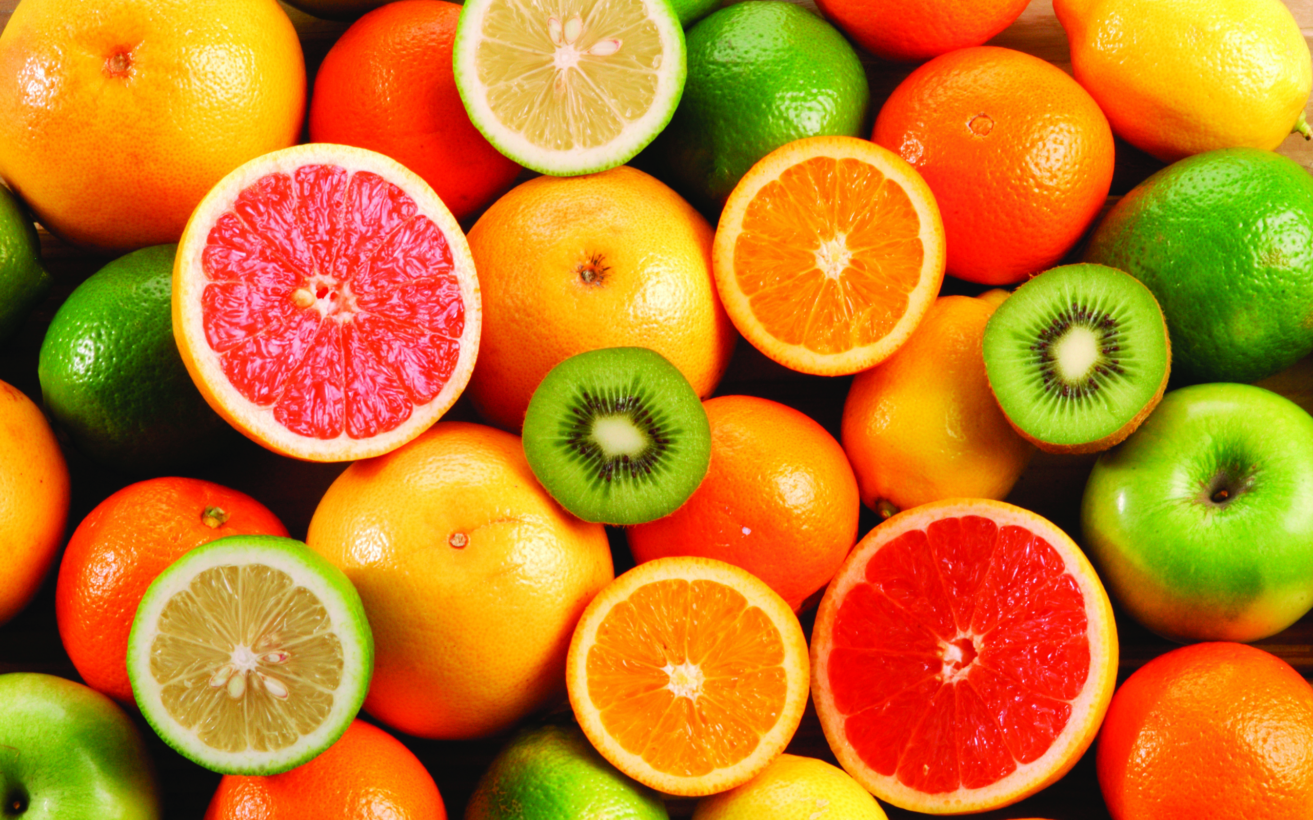 лимоны, апельсины, киви, фрукты