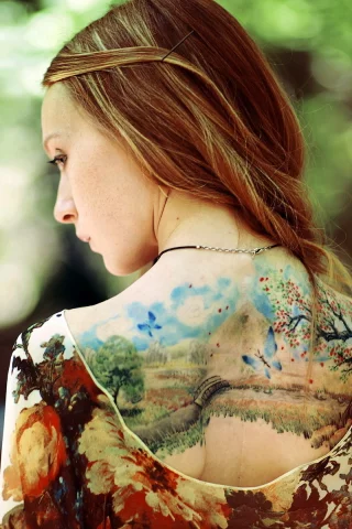 фон, девушка, рисунок