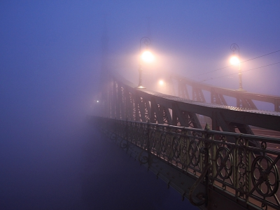 грусть, мечта, мост, туман, раздумья
