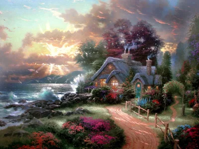 рассвет, a new day dawning, thomas kinkade