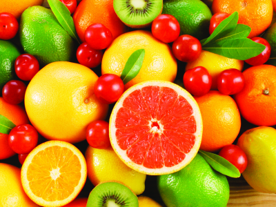 фрукты, апельсины, лимоны, киви