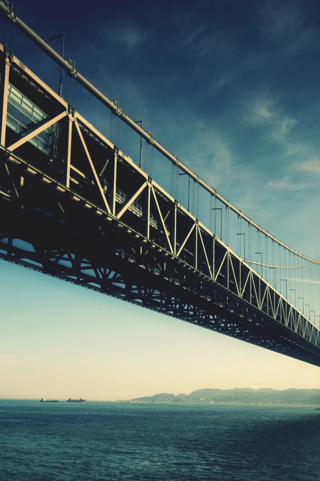 bridge, мост, река, вода, небо