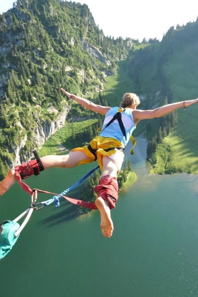 jumping, hd, sky, widescreen, bungee