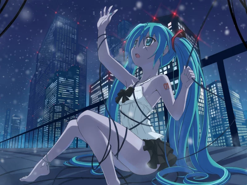 vocaloid, вокалоид, девушка, сидя, hatsune miku