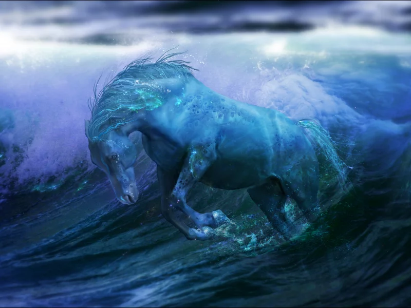 вода, ocean, fantasy, water, океан, лошадь, horse