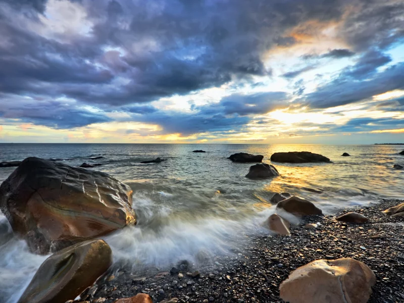 пейзаж, море, камни, небо