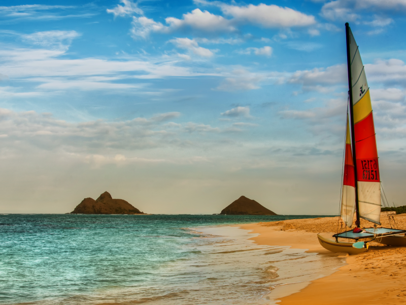 clouds, nature, beach, boat, sea, sky, природа, лодка