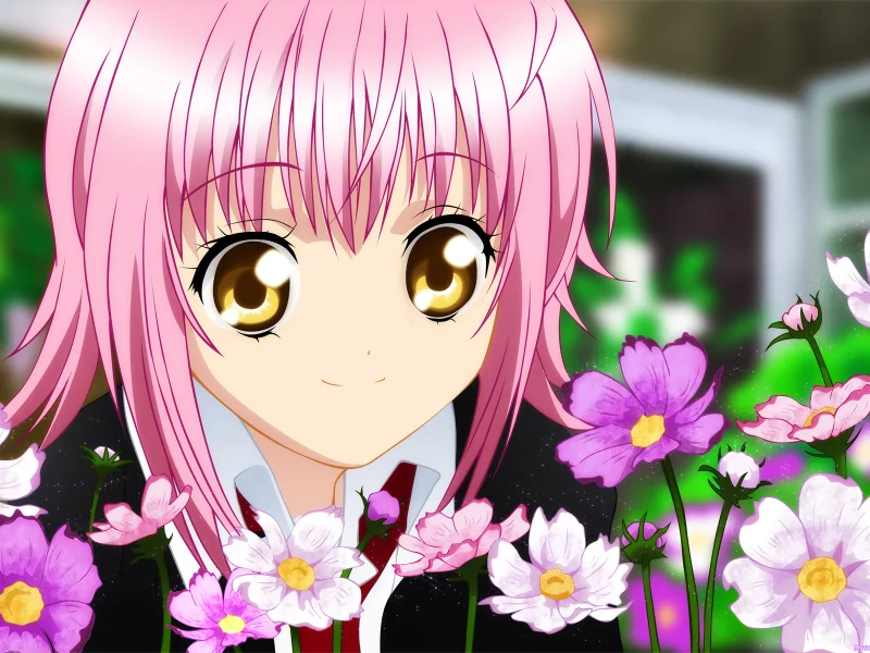 аму хинамори, shugo chara, цветы, аниме