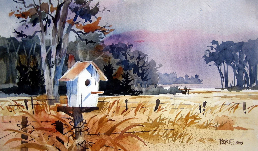 пейзаж, акварель, природа