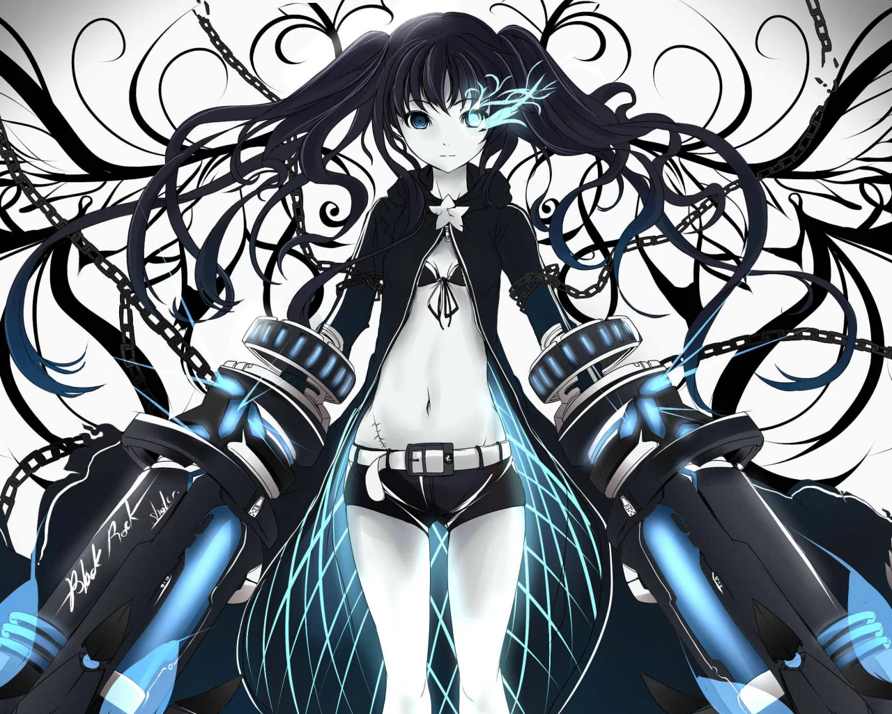 арт, black rock shooter, девушка, kuroi mato, faefaea