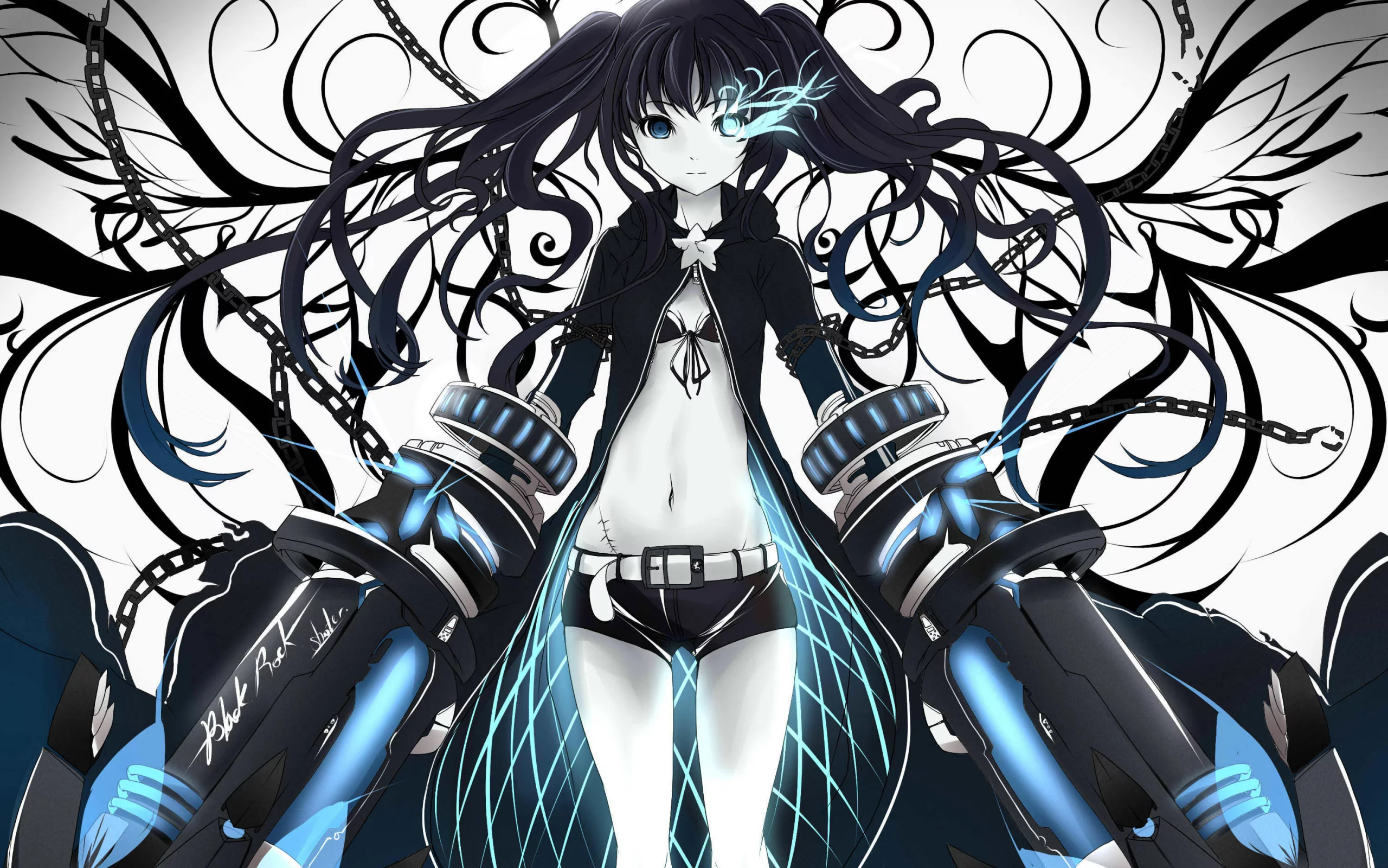 арт, black rock shooter, девушка, kuroi mato, faefaea