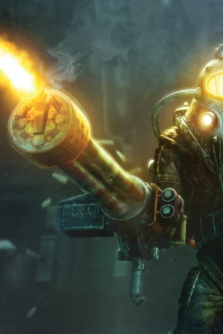 папочка, пулемет, большой, 2, bioshock