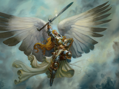крылья, воин, девушка, оружие, ангел