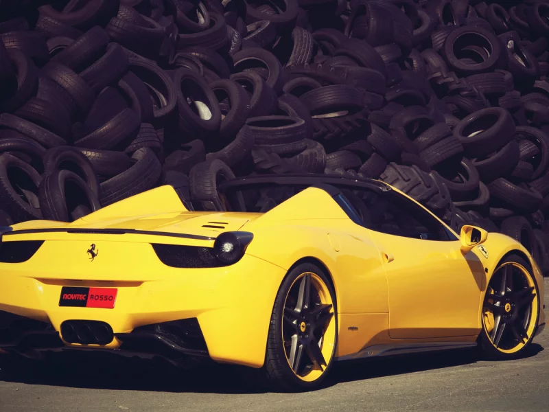 ferrari, жёлтый, колёса