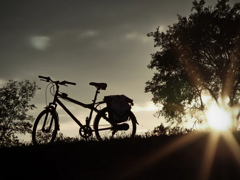 вечер, bike, природа, закат