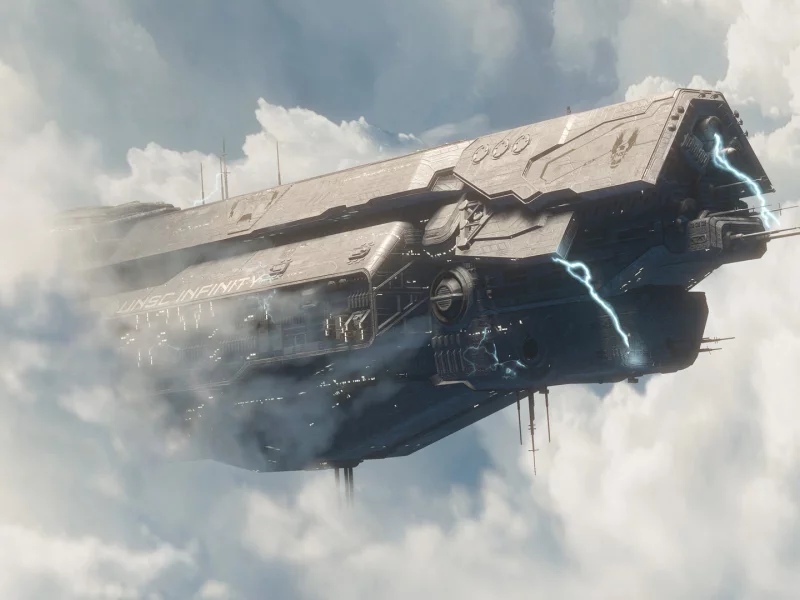 unsc infinity, космоческий корабль, halo 4