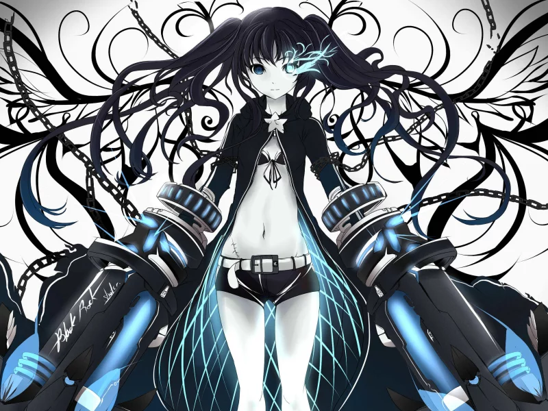 арт, black rock shooter, девушка, kuroi mato, faefaea