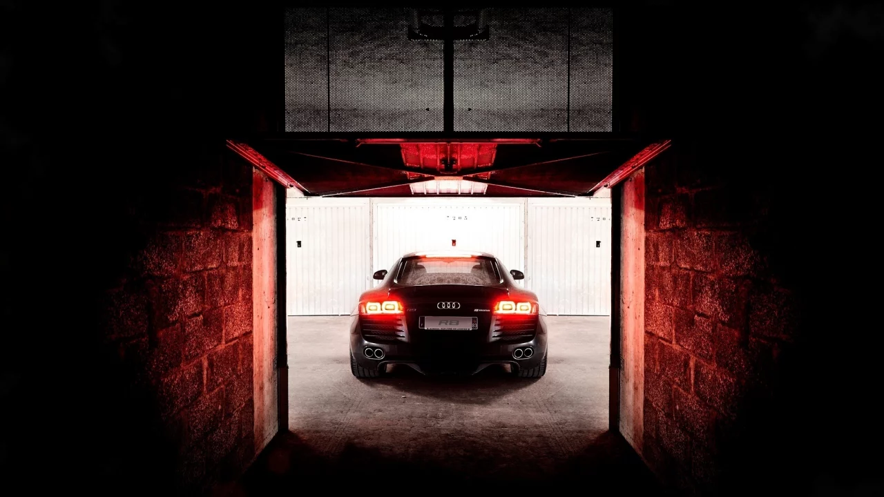 черная, darkly, audi, walls, р8, ауди, r8, black, garage