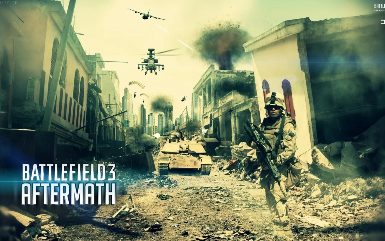 самолёт, battlefield 3, солдат, город, aftermath