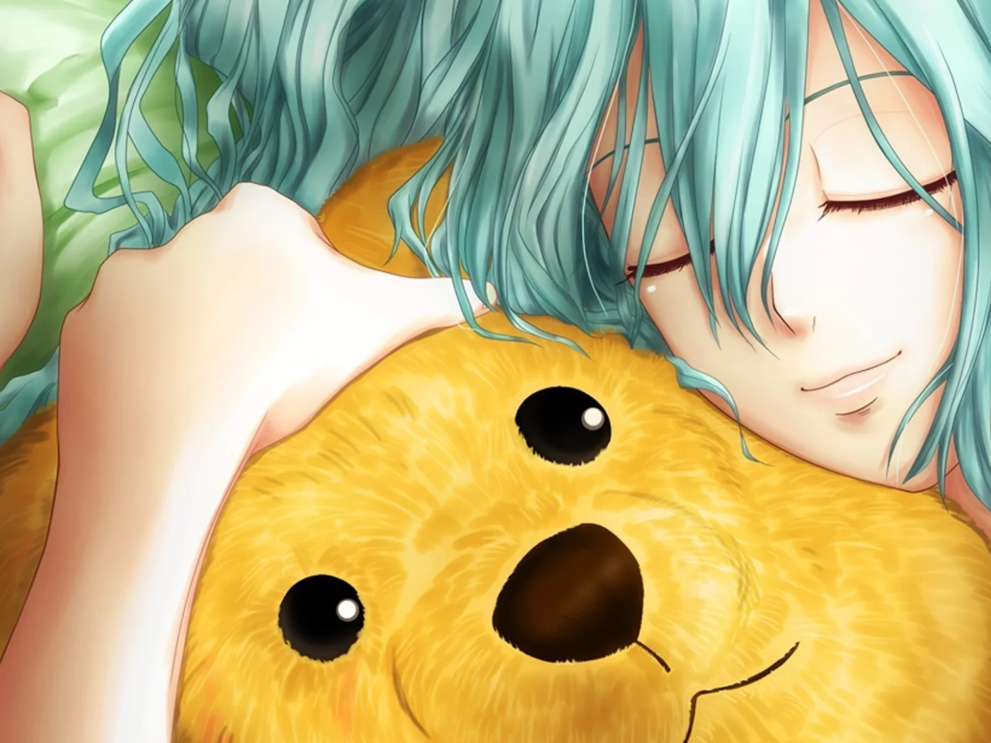teddy bear, вокалоид, anime, sleep, miku, аниме