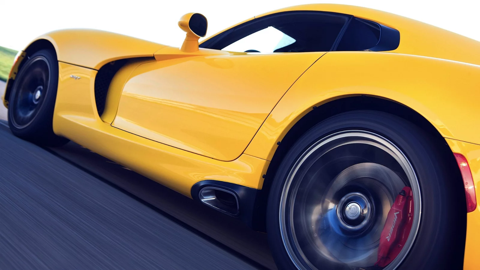 yellow, str, viper, dodge, side view, motion, gts
