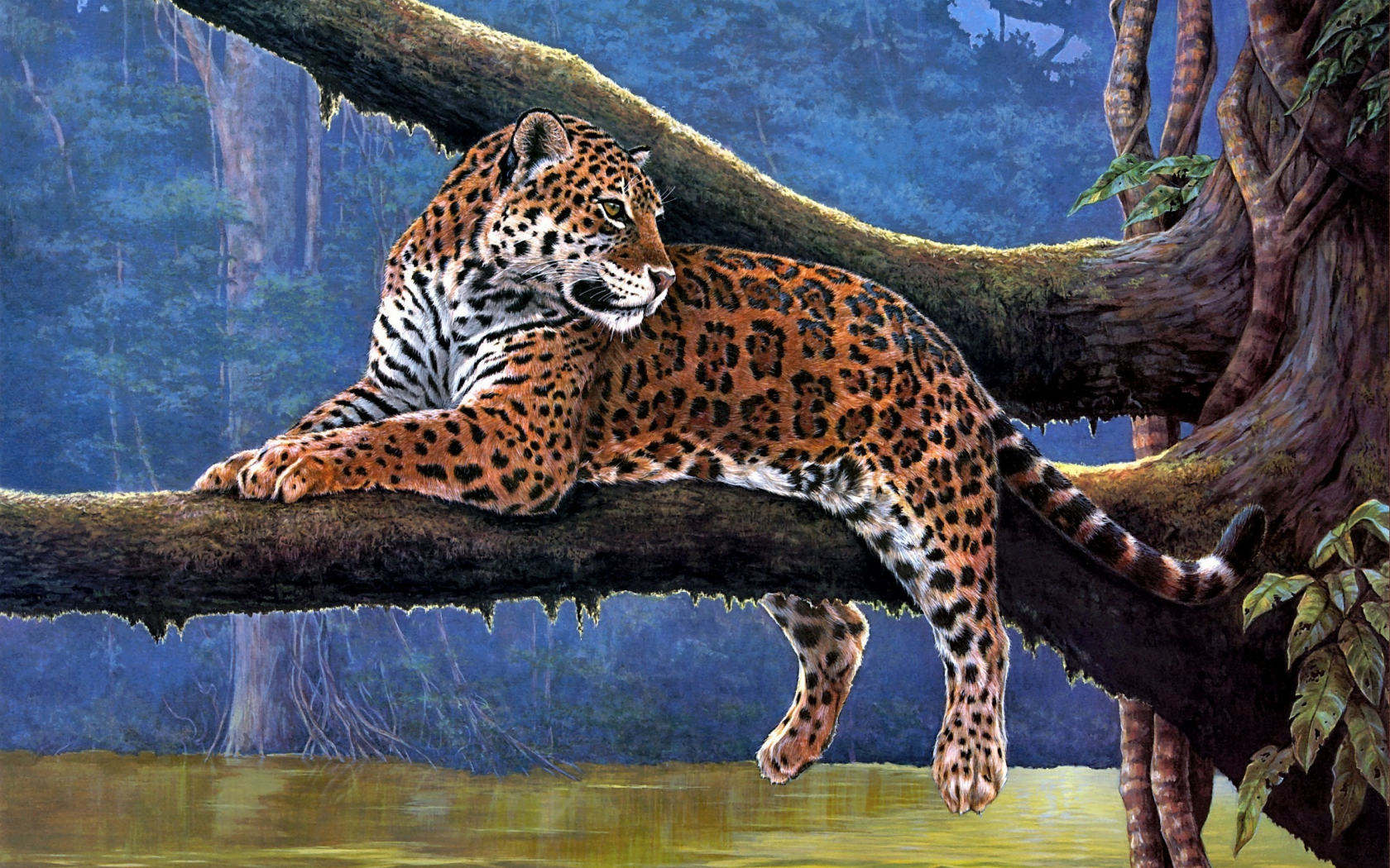 raymond reibel, jaguar, живопись, животные