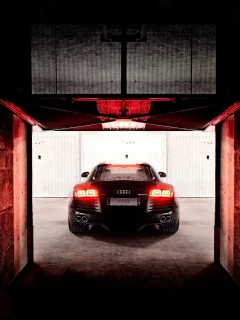 черная, darkly, audi, walls, р8, ауди, r8, black, garage
