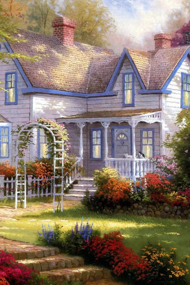 home is where the heart is, painting, thomas kinkade, лето