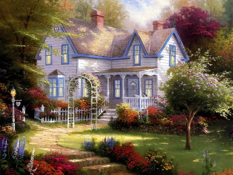 home is where the heart is, painting, thomas kinkade, лето