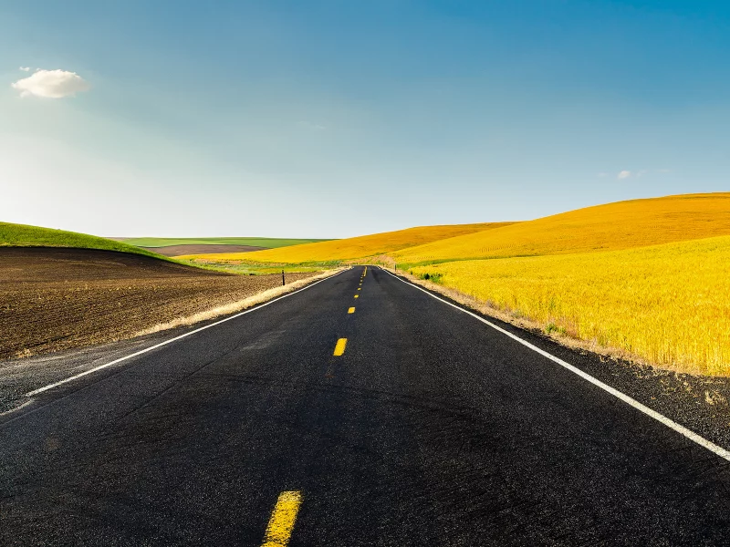 природа, поля, road, дорога, usa, холмы
