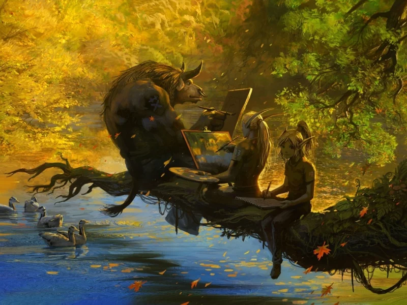озеро, world of warcraft, wow, осень листопад