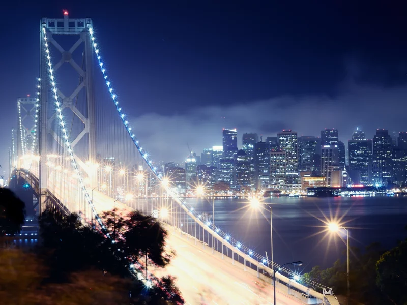 night, california, san francisco, bay bridge