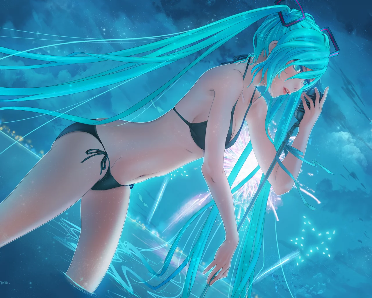 лифчик, девушка, hatsune miku, nou, трусики, art