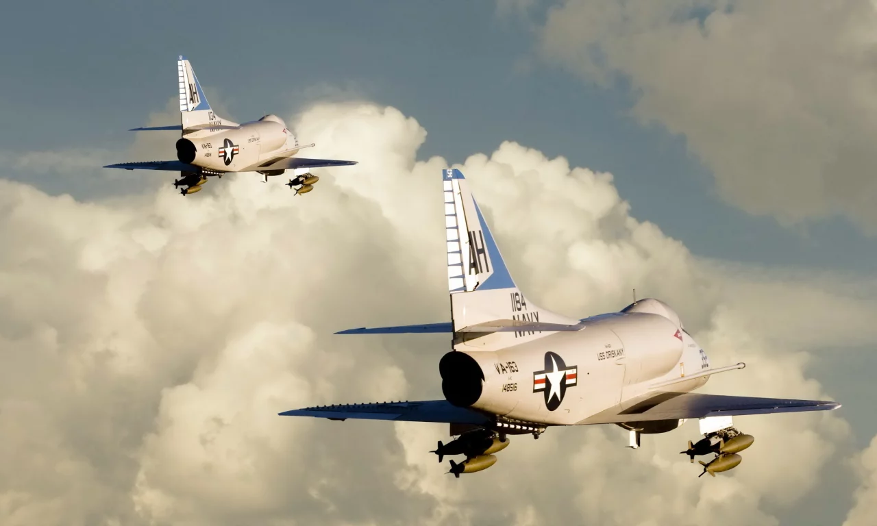 самолёт, a 4 skyhawk, небо